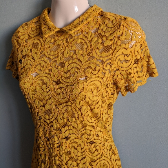 Zara mustard yellow lace dress - Picture 4 of 8
